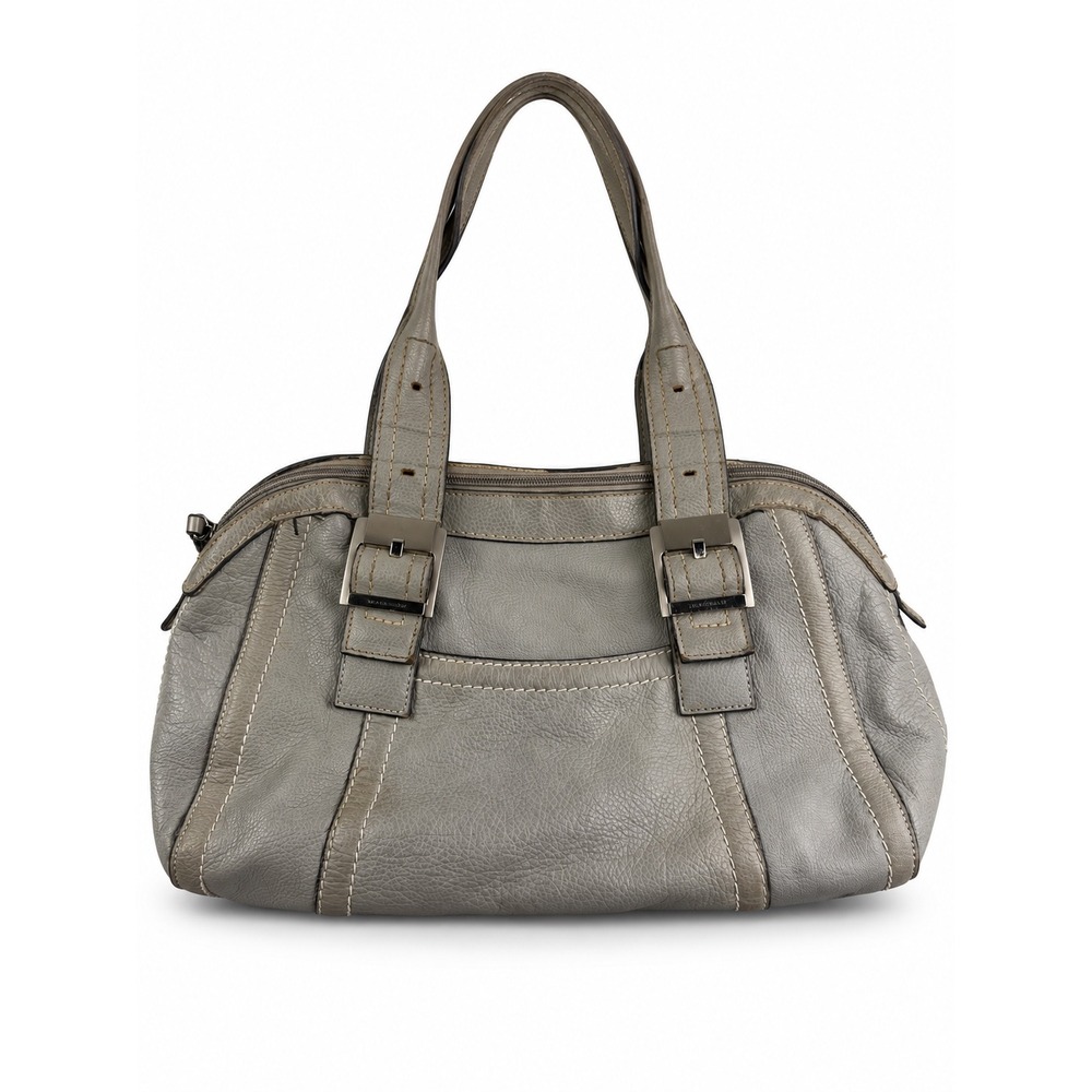 Tignanello Vintage Y2K Gray Pebbled Leather Slouchy Chic Shoulder Bag Purse